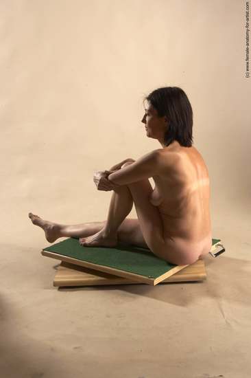 Nude Woman White Sitting poses - ALL Underweight short brown Sitting poses - simple Pinup