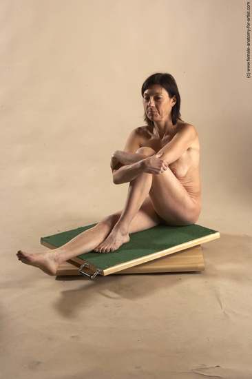 Nude Woman White Sitting poses - ALL Underweight short brown Sitting poses - simple Pinup