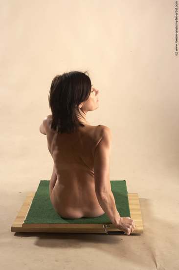 Nude Woman White Sitting poses - ALL Underweight short brown Sitting poses - simple Pinup