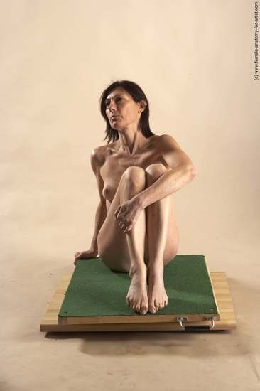 Nude Woman White Sitting poses - ALL Underweight short brown Sitting poses - simple Pinup