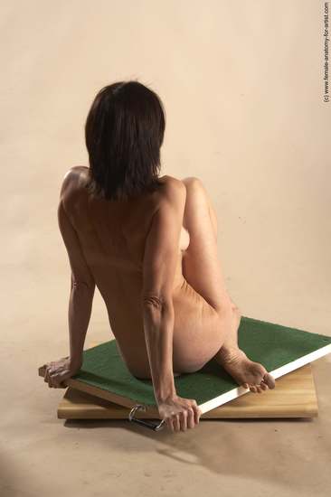 Nude Woman White Sitting poses - ALL Underweight short brown Sitting poses - simple Pinup