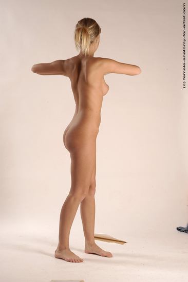 Nude Woman White Moving poses Slim long blond Pinup