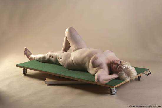 Nude Woman White Laying poses - ALL Average Laying poses - on back short blond Pinup