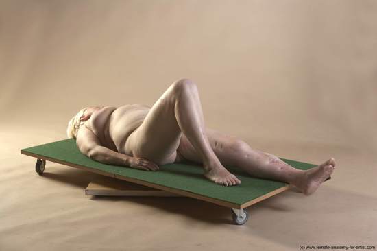 Nude Woman White Laying poses - ALL Average Laying poses - on back short blond Pinup