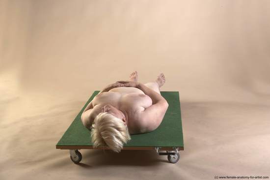 Nude Woman White Laying poses - ALL Average Laying poses - on back short blond Pinup