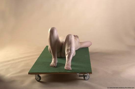 Nude Woman White Laying poses - ALL Average Laying poses - on back short blond Pinup