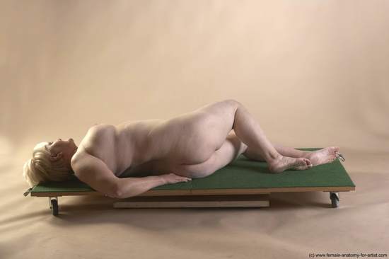 Nude Woman White Laying poses - ALL Average Laying poses - on back short blond Pinup