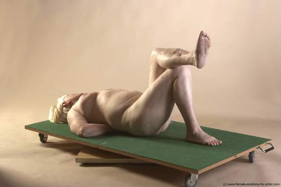 Nude Woman White Laying poses - ALL Average Laying poses - on back short blond Pinup