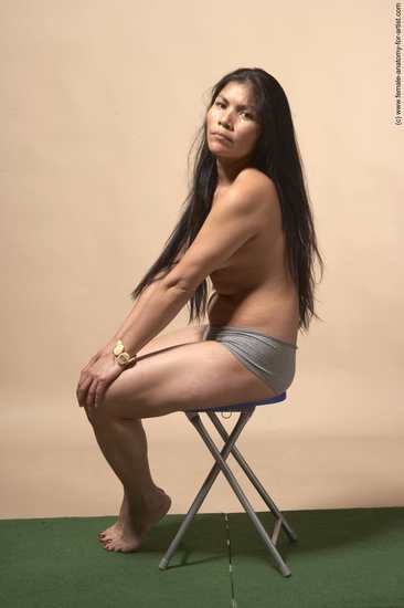 Nude Woman Multiracial Sitting poses - ALL Slim long black Sitting poses - simple Pinup