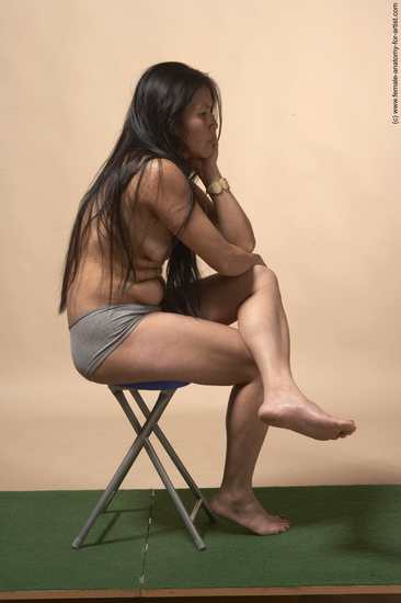 Nude Woman Multiracial Sitting poses - ALL Slim long black Sitting poses - simple Pinup