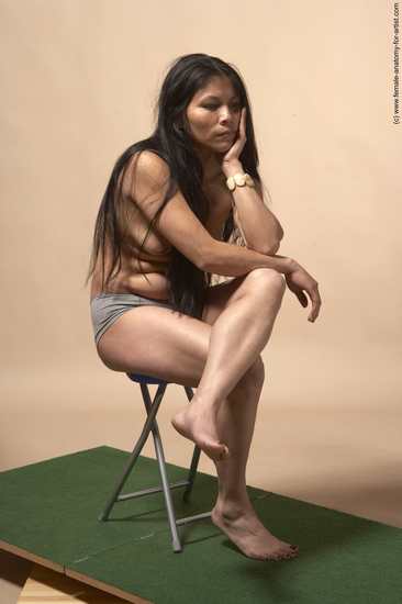 Nude Woman Multiracial Sitting poses - ALL Slim long black Sitting poses - simple Pinup