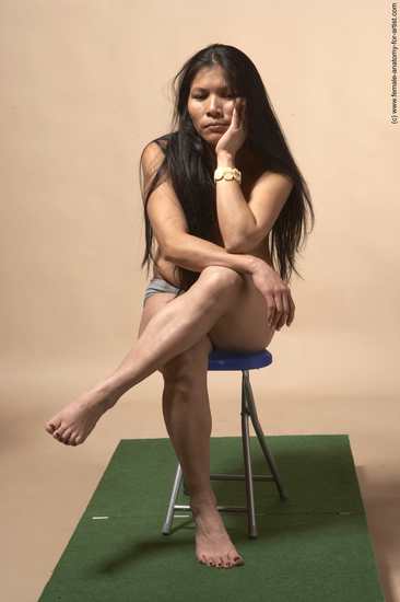 Nude Woman Multiracial Sitting poses - ALL Slim long black Sitting poses - simple Pinup