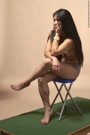 Nude Woman Multiracial Sitting poses - ALL Slim long black Sitting poses - simple Pinup