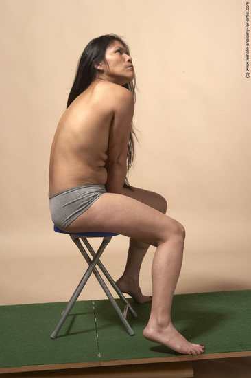 Nude Woman Multiracial Sitting poses - ALL Slim long black Sitting poses - simple Pinup