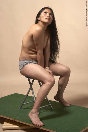 Nude Woman Multiracial Sitting poses - ALL Slim long black Sitting poses - simple Pinup