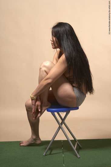 Nude Woman Multiracial Sitting poses - ALL Slim long black Sitting poses - simple Pinup