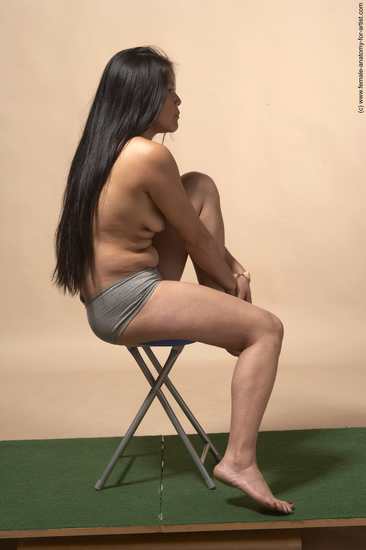 Nude Woman Multiracial Sitting poses - ALL Slim long black Sitting poses - simple Pinup