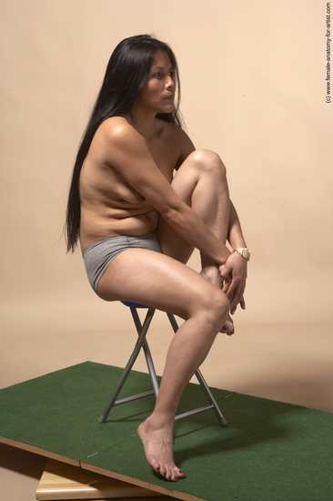 Nude Woman Multiracial Sitting poses - ALL Slim long black Sitting poses - simple Pinup