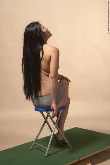 Nude Woman Multiracial Sitting poses - ALL Slim long black Sitting poses - simple Pinup