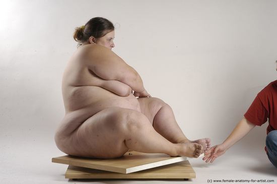 Nude Woman White Sitting poses - ALL Overweight medium brown Sitting poses - simple Pinup