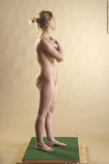 Nude Woman White Standing poses - ALL Slim long blond Standing poses - simple Pinup