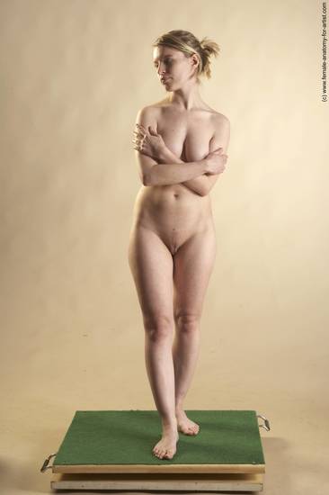 Nude Woman White Standing poses - ALL Slim long blond Standing poses - simple Pinup