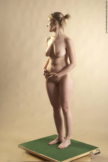 Nude Woman White Standing poses - ALL Slim long blond Standing poses - simple Pinup