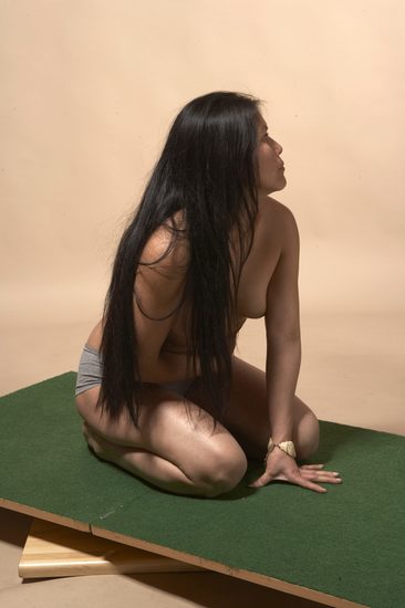 Nude Woman Multiracial Sitting poses - ALL Slim long black Sitting poses - on knees Pinup