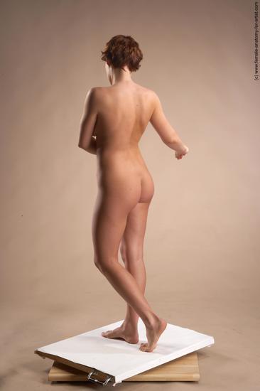 Nude Woman White Standing poses - ALL Slim short red Standing poses - simple Pinup