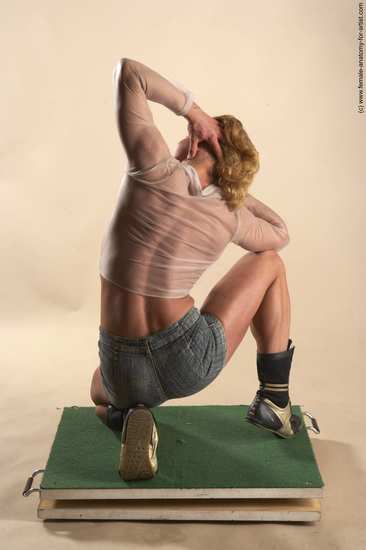 Casual Woman White Laying poses - ALL Muscular Laying poses - on back medium blond Academic