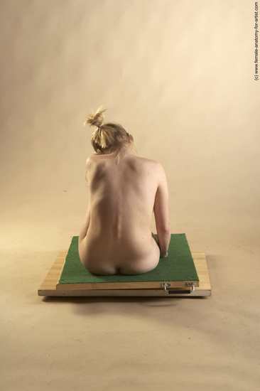 Nude Woman White Sitting poses - ALL Slim long blond Sitting poses - simple Pinup