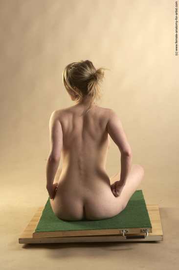 Nude Woman White Sitting poses - ALL Slim long blond Sitting poses - simple Pinup