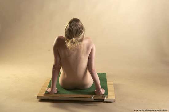 Nude Woman White Sitting poses - ALL Slim long blond Sitting poses - simple Pinup