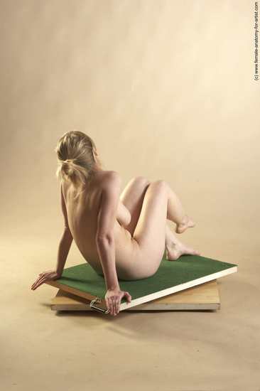 Nude Woman White Sitting poses - ALL Slim long blond Sitting poses - simple Pinup