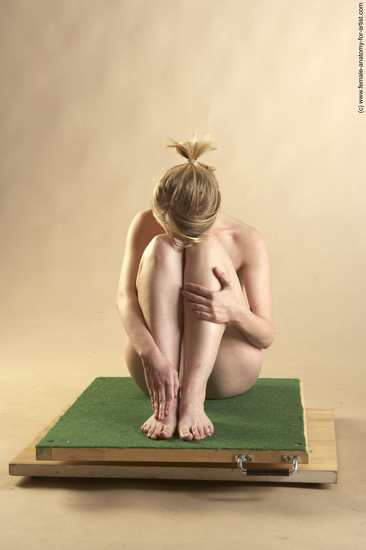 Nude Woman White Sitting poses - ALL Slim long blond Sitting poses - simple Pinup