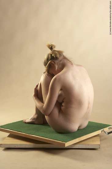 Nude Woman White Sitting poses - ALL Slim long blond Sitting poses - simple Pinup