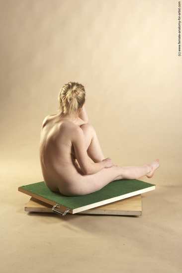 Nude Woman White Sitting poses - ALL Slim long blond Sitting poses - simple Pinup