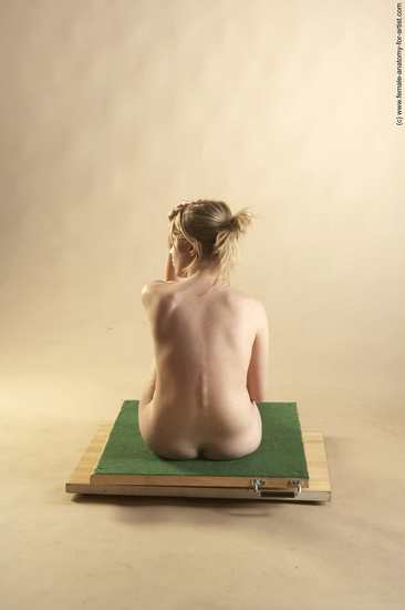 Nude Woman White Sitting poses - ALL Slim long blond Sitting poses - simple Pinup