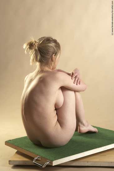 Nude Woman White Sitting poses - ALL Slim long blond Sitting poses - simple Pinup