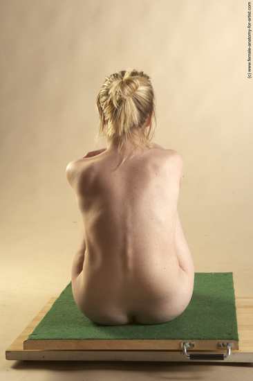 Nude Woman White Sitting poses - ALL Slim long blond Sitting poses - simple Pinup