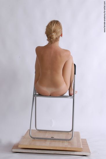 Nude Woman White Sitting poses - ALL Slim long blond Sitting poses - simple Pinup