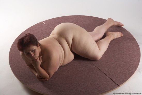 Nude Woman White Laying poses - ALL Overweight Laying poses - on side short colored Pinup