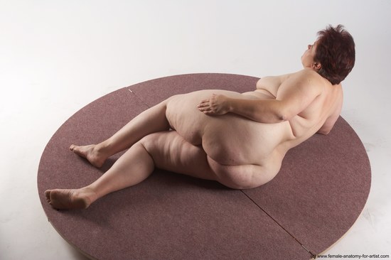 Nude Woman White Laying poses - ALL Overweight Laying poses - on side short colored Pinup