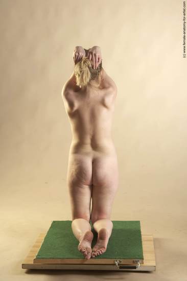 Nude Woman White Kneeling poses - ALL Slim Kneeling poses - on both knees long blond Pinup