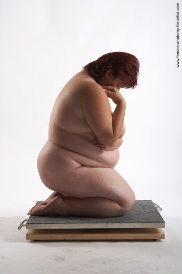 Nude Woman White Kneeling poses - ALL Overweight short colored Pinup