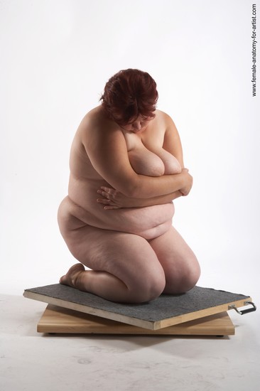 Nude Woman White Kneeling poses - ALL Overweight short colored Pinup