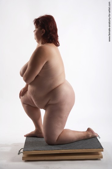 Nude Woman White Kneeling poses - ALL Overweight Kneeling poses - on both knees short colored Pinup