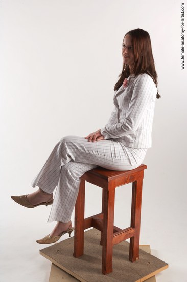 Business Woman White Sitting poses - ALL Slim long brown Sitting poses - on knees Academic