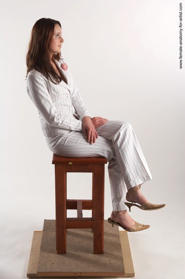 Business Woman White Sitting poses - ALL Slim long brown Sitting poses - on knees Academic