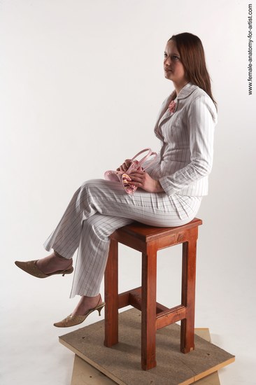 Business Woman White Sitting poses - ALL Slim long brown Sitting poses - on knees Academic